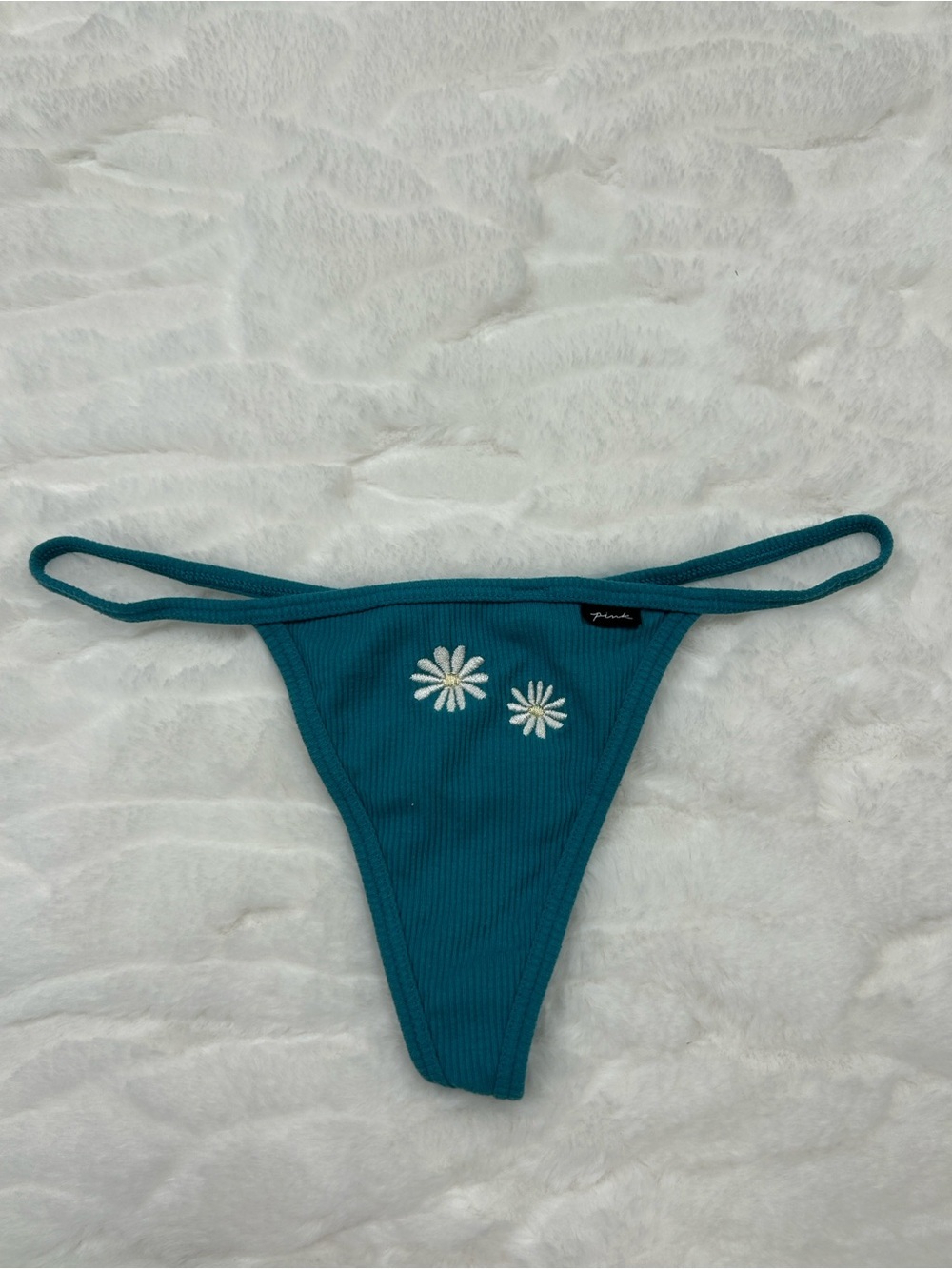 PINK Victoria’s Secret Ribbed Embroidered Thong Panty M